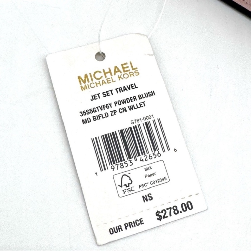 Michael Kors Medium Jet Set Travel Zip Chain Bifold Wallet Powder Blush Multi - Picture 9 of 9